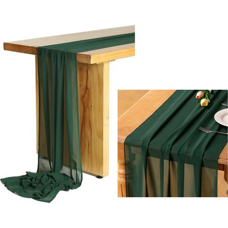 Nappe en tulle vert foncé, 75 x 300 cm, décorative, adaptée à une utilisation intérieure et extérieure, idéale pour les mariages, fêtes et décorations de table (1/5)