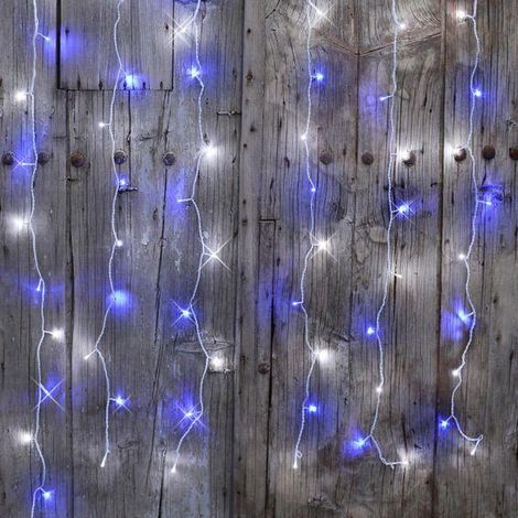Rideau lumineux de Noël LED blanc pur et bleu 2 x 2 m connectable (1/3)
