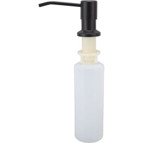 Distributeur de savon liquide noir 300ml pour évier inox cuisine, pompe rotative 360°, réservoir en acier inoxydable 304. (1/5)