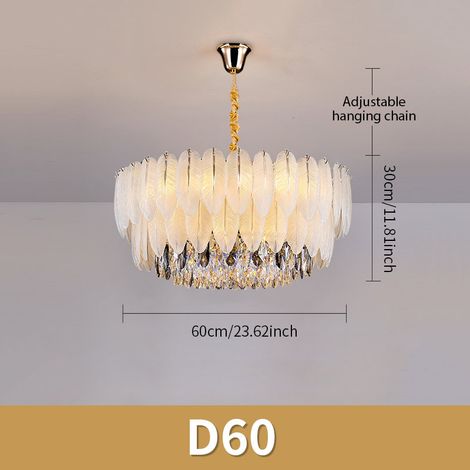 Elegante LED Feder-Hängelampe Ø 60 cm, Kristall-Design, 3 Lichtfarben, Dimmbar, Moderne Lampe für Schlafzimmer