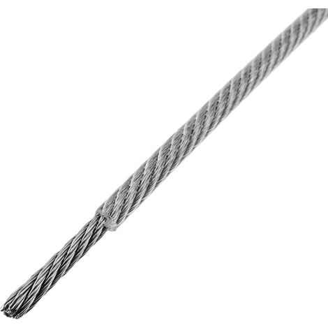 Bobine de 25 m de fil d'acier inoxydable 7x19 4 mm recouvert de plastique transparent (1/5)