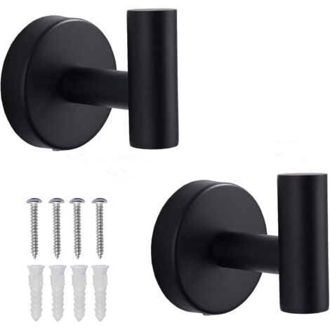 Towel hooks, SUS 304 stainless steel bathroom hooks, heavy-duty wall-mounted bathrobe hooks, towel hooks, pack of 2 (1/4)