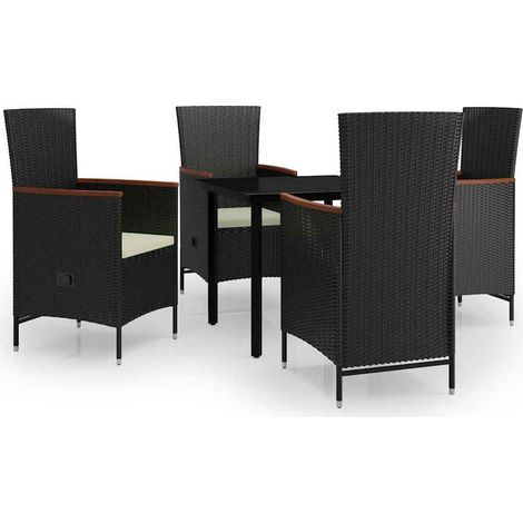 Maison Exclusive - Set da Pranzo da Giardino 5 pz con Cuscini Nero (1/5)
