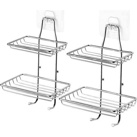 Piece Stainless Steel Soap Dish Holder with Double Drain and