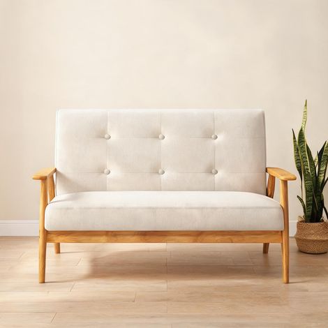 Canapé beige en lin 115 x 66,5 x 73 cm (1/5)