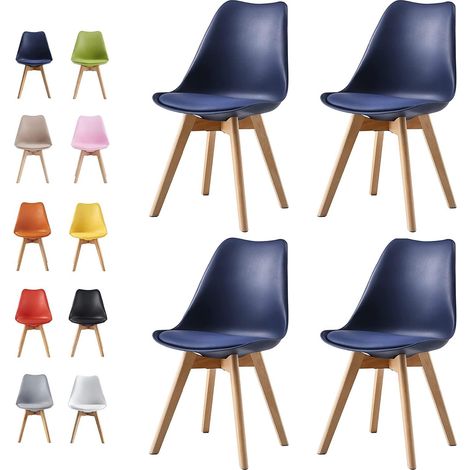 Set of 4  Dining Chairs Designer Side Chairs Wooden Home Office Commercial EVA BLUE (1/5)