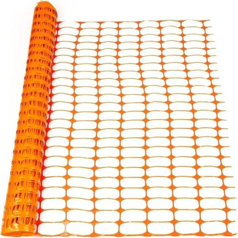 Grillage avertisseurs - Clôture de Chantier - Clôture d'étang - Clôture de Protection - Filet de Protection de Parterre - Filet avertisseur Plastique Orange, 30 m (1/4)