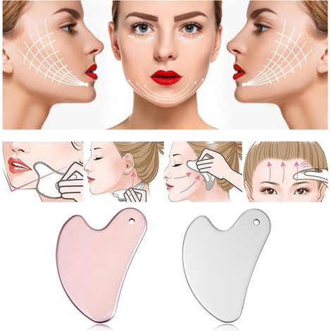 Outil de Soin Visage Gua Sha en Forme de Cœur pour Massage et Détente (1/5)