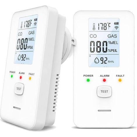 Détecteur Multi-Sens 4 en 1 avec écran HD, Double capteur pour Une détection précise de la température et de l'humidité, Portable pour la Cuisine de la Maison de l'hôtel RV White (1/5)