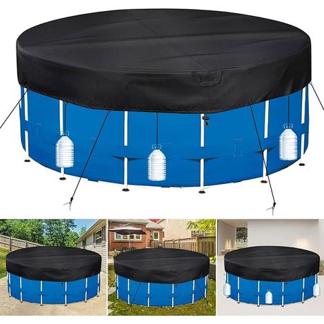 Round Pool Cover Diameter 564 for Diameter 500-469 cm Swimming Pool, UV-Resistant Tarpaulin with Guy Ropes and Ground Pegs (1/3)