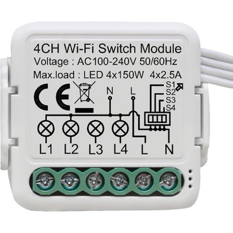 Tuya Smart Switch Wi-Fi Universale per Luci 4 Canali