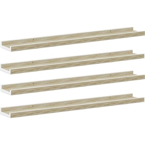 Maison Exclusive - Wandregale 4 Stk. Weiß und Sonoma-Eiche 80x9x3 (1/5)