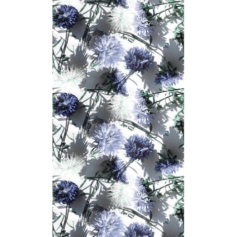 Flowers, rideau imprimé fleurs bleues sur fond clair140x245 cm, 1 pièce (1/2)