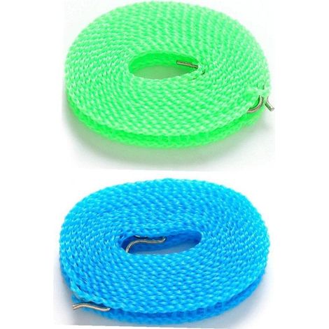 Meter lange Outdoor-Wäscheleine in zwei Teilen: winddicht, tragbar, rutschfest, aus elastischem Nylon. (1/5)