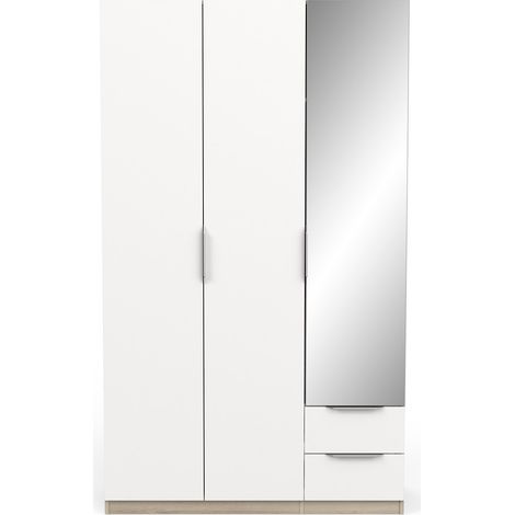 CALICOSY - Armoire 3 portes, 2 tiroirs et 1 miroir Ghost - L119,4 cm (1/5)