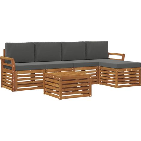Conjunto de sofás de exterior 6 uds. Natural y Antracita vidaXL
