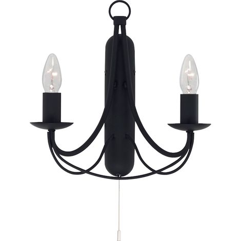 Applique Industrial-Nordico Maypole Acciaio Nero 2 Luci E14 (1/5)