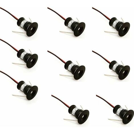 Confezione da 9 mini faretti LED da incasso a soffitto, neri, 12V 1W, per cucina, scale, armadio, corridoio, illuminazione fai da te, bianco caldo, bianco freddo, vetrine, armadietti, piccoli soffitti (1/5)
