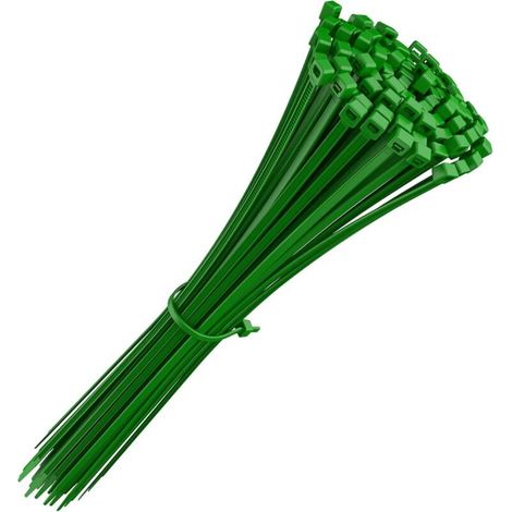 Colliers de serrage UlisemCable 200 mm x 4,8 mm, colliers de serrage en nylon Rilsan, 200 mm, vert, paquet de 100 (1/4)