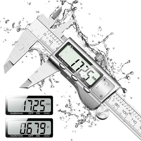 Vernier Caliper, Digital Vernier Caliper 150mm Stainless Steel Large LCD Display Adjustable Accuracy 0.01mm, mm/inch conversion
