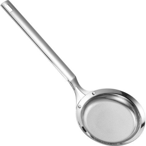 1 Cuillère filtrante, Acier inoxydable 304, Mailles fines, Manche long 31 cm, Cuisine, Écumage graisse (1/5)