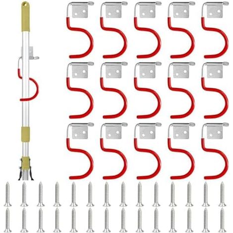 Lot De 15 Supports Pour Outils Jardin,Outils Jardin Avec Revêtement En Caoutchouc,Crochet Porte 30 Vis,suspension Systèmes Rangement Garage,pour Balai, Garage - (1/5)