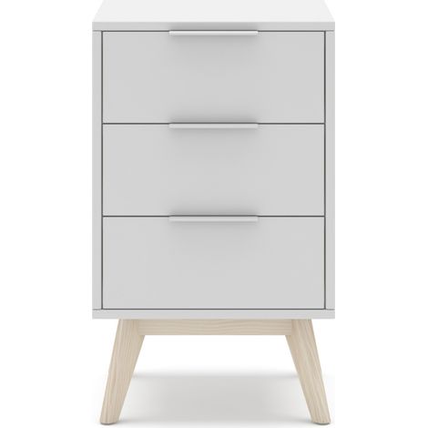 Table de chevet, table de nuit en pin et MDF coloris blanc - Longueur 40 x Profondeur 35 x Hauteur 65,50 cm -PEGANE- (1/5)