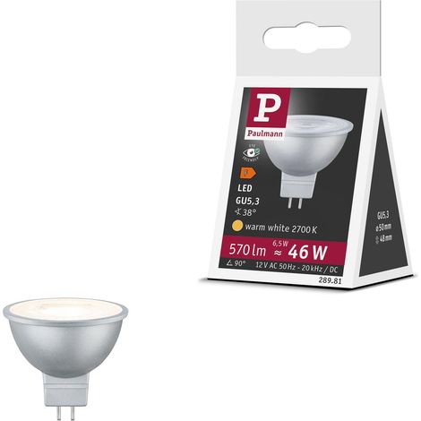 Standard 12V réflecteur LED GU5,3 12V 6,5W 570lm 50 mm Chrome plastique 2700K - Ampoule Blanc chaud (1/5)