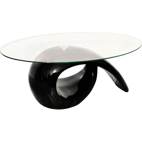 Maison Exclusive - Couchtisch mit ovaler Glasplatte Hochglanz Sch