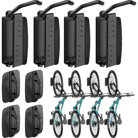 Support Mural Vélo Pivotant, 35 kg, 4 Pièce Support Mural Vélo Réglable pour Garage, Gain de Place, Support Robuste, Noir (1/5)