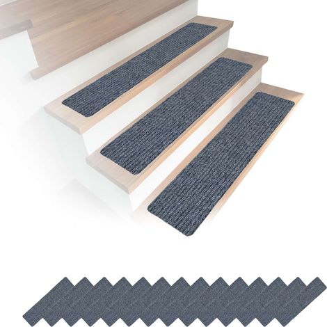 Tappetini rettangolari per scale, 16 pezzi, 75x20 cm, autoadesivi