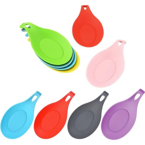 Repose-cuillères en silicone, lot de 10, porte-ustensiles pour plaques de cuisson, camping, ... (1/4)