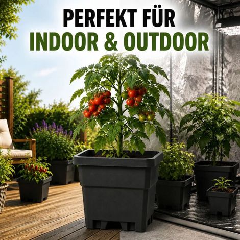 pot de fleurs carré 1,4 L 10x10x17 cm bac à plantes conteneur de culture plastique (1/5)