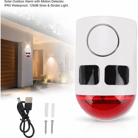 Toivize-Alarme Solaire Extérieure - Détecteur Mouvement IP65 - Sirène 129dB avec Lumière Stroboscopique pour Jardin, Cour et Ferme (1/4)