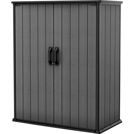 Keter Darwin Tall Aufbewahrungsschrank - 140x73.6x170.4cm - Kunststoff - Grau - Gartenschrank 1400l - einfach zu montieren (1/5)
