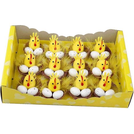 12-teiliges Osterküken-Mikrolandschaft-Set für DIY-Osterdekorationen (1/5)