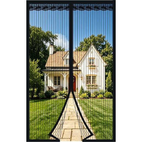 Zanzariera magnetica per porte/finestre 120x220 cm, tenda antizanzare per porte, maglia ultra fine, zanzariera con chiusura magnetica, non richiede foratura, nera (1/5)