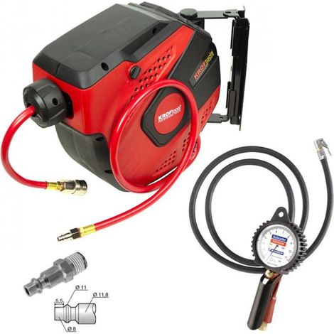 Oc-Pro – Enrouleur électrique 10m avec pistolet de gonflage – Pression 150 PSI – Boîtier en Polypropylène – Tuyau PVC 8mm