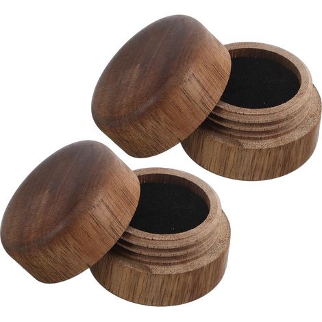 2-Piece Round Wooden Ring Storage Box, Compact and Easy to Carry Design, for Jewelry, Birthdays, and Everyday Use (1/5)