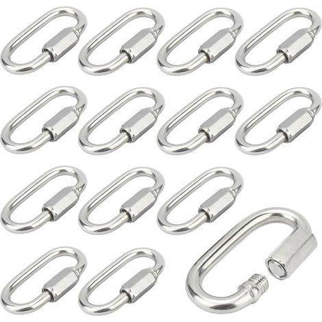 12 Pièces Mousqueton a Vis M5 Maillon Rapide en Acier Inoxydable 304 Mousqueton à Verrouillage avec Capuchon à Vis Mousqueton Fixe pour Connecter des Cordes Chaînes Gréement (1/5)
