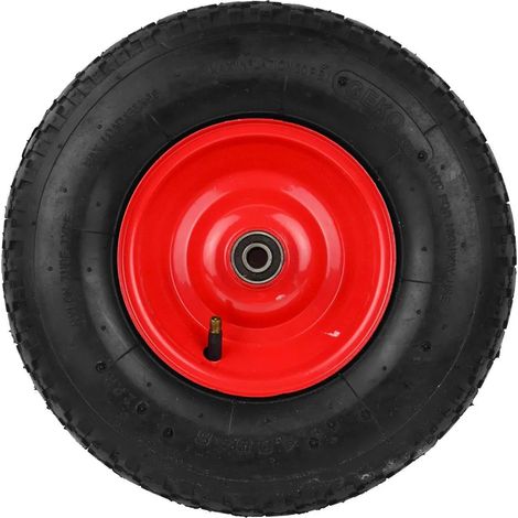Roue de secours pour brouette avec essieu et pneu pneumatique 4.00-6 (1/5)