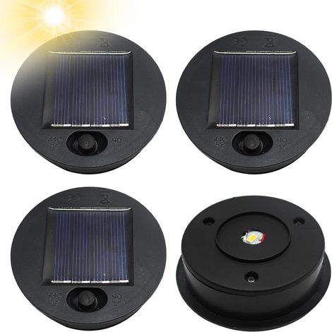 Couvercle Solaire - 4 Pièces - Silicium Polycristallin - Lumière Chaude LED - Pour Lanterne Extérieur - 7cm (1/5)