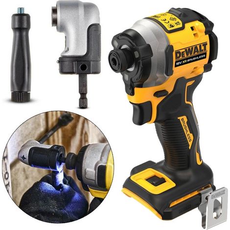 Dewalt DCF850N 18v XR Brushless Compact Impact Driver + Right Angle Drill Attach (1/4)