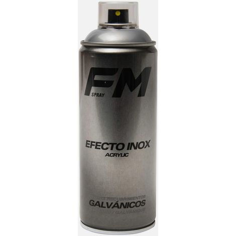 Bombe de peinture aérosol effet inox 400ml – Résistant jusqu'à 180ºC – Temps de séchage 20 min – Pour surfaces métalliques – Fm Spray