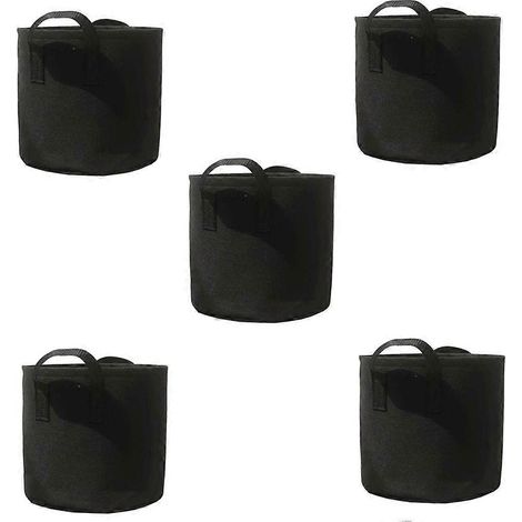 Noir renforcé tissu pots Vegetable fleur plante sacs de culture épaissi non tissé tissu pots avec poignées 5 gallons (1/5)