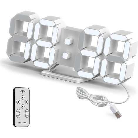 Horloge Murale Digitale LED 3D Petit Réveil Télécommande 25.2CM 12/24 Heure Temperature Date Affichage Temps Mémoire Fonction Snooze Veilleuse Luminosité Regolabile Cuisine Bureau Salon