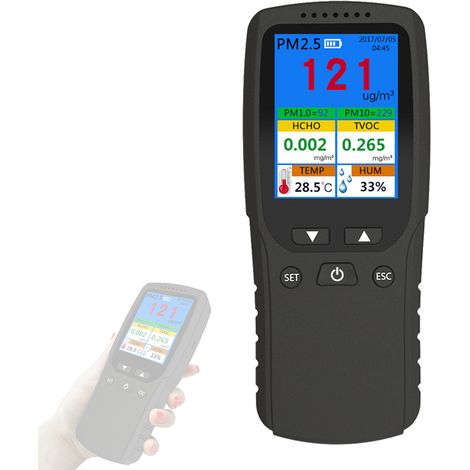 Monitor de calidad del aire interior PM2.5 con pantalla digital, sensor termohigrómetro multifuncional para la medición de COVT. (1/5)