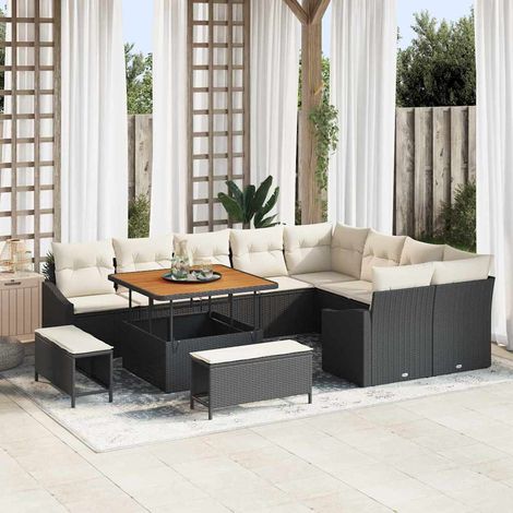 Conjunto de sofás de jardín 12 pcs Negro ratán sintético vidaXL (1/5)