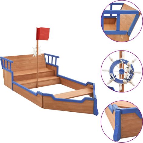 Barco pirata arenero madera de abeto 190 x 94,5 x 101 cm 020005052