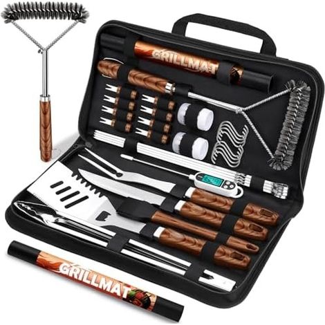Coffret cadeau de 31 accessoires pour barbecue, kit d'ustensiles de barbecue en acier inoxydable avec tapis de cuisson (1/5)